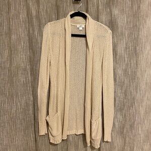 Ann Taylor LOFT Cream Open-Front Cardigan